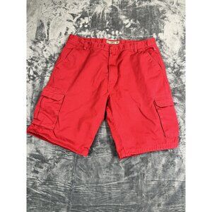 Noiz Mens Red Cargo Shorts Size 44 100% Cotton